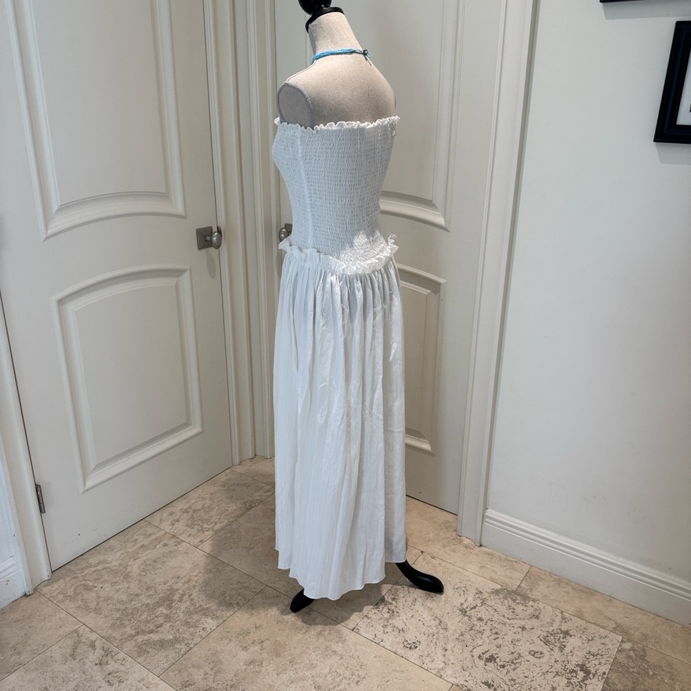 Cotton Blends Shirred Tube Long Dress - Picture 4 of 10